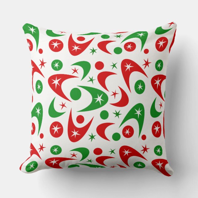 Retro Xmas Boomerangs Throw Pillow (Front)