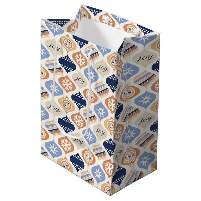 Retro Xmas Holiday Luxe Medium Gift Bag (Front Angled)