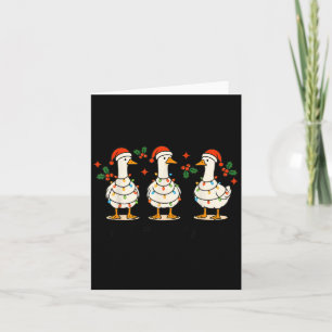 Retro Xmas Just A Festive Goose Lights Santa Hat C Card