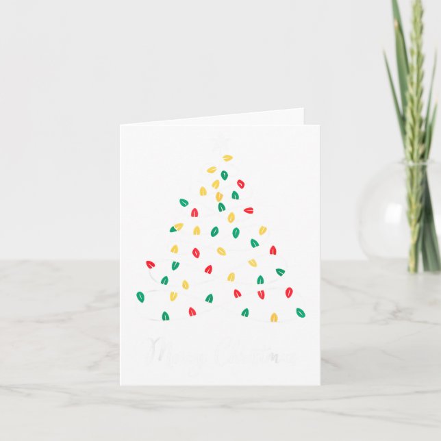 Retro Xmas Merry Christmas Tree Lights  Card (Front)