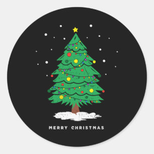 Retro Xmas Merry Christmas Tree Lights  Classic Round Sticker