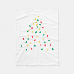 Retro Xmas Merry Christmas Tree Lights Fleece Blanket