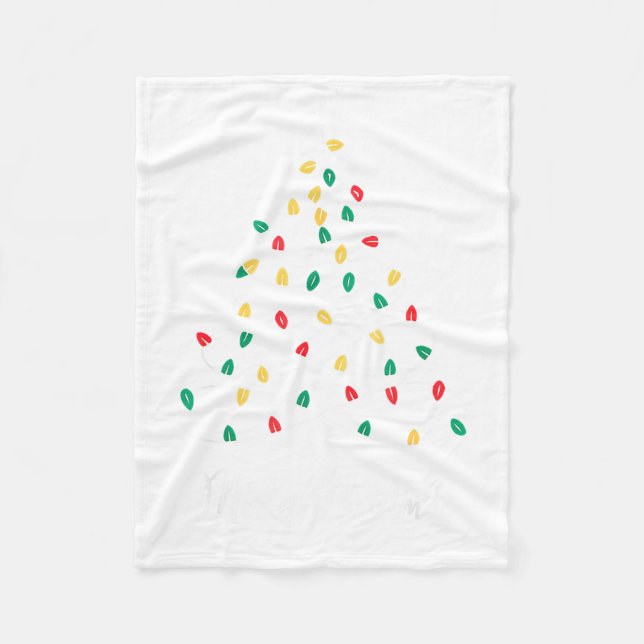 Retro Xmas Merry Christmas Tree Lights  Fleece Blanket (Front)