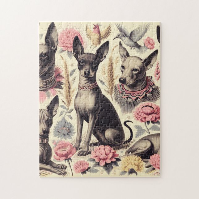 Retro Xoloitzcuintle  Seamless Illustration Jigsaw Puzzle (Vertical)