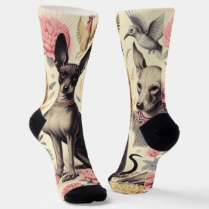 Retro Xoloitzcuintle Seamless Illustration Socks