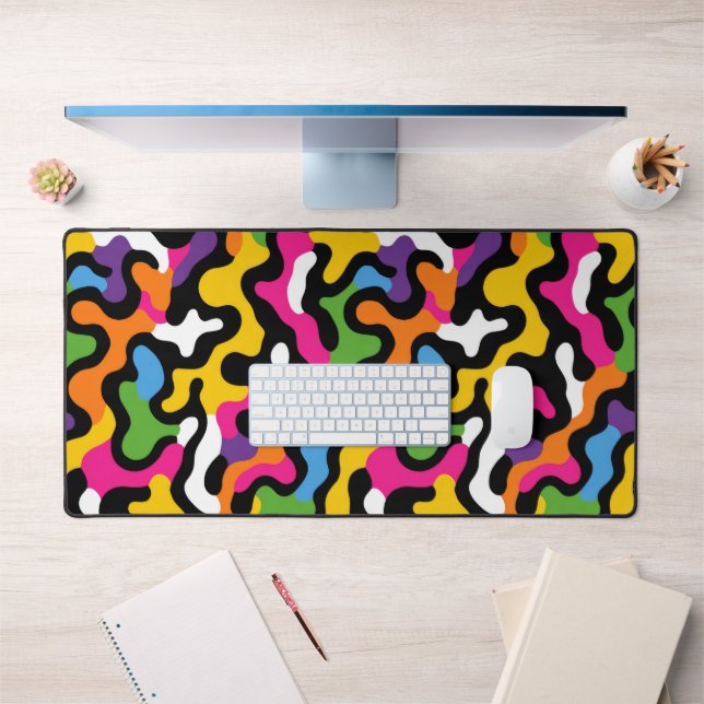 Retro y2k Aesthetic Colourful Abstract Pattern Desk Mat (Office 1)