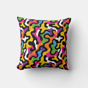 Retro y2k Aesthetic Colourful Swirls Funky Abstrac Throw Pillow