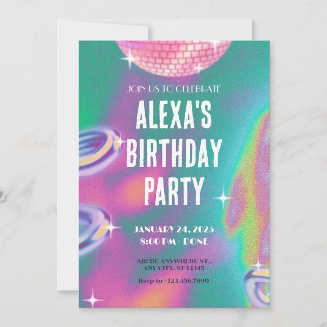 Retro y2k birthday party invitation (Front)