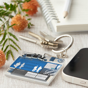 Retro Y2K Blue Grunge Website Layout Keychain