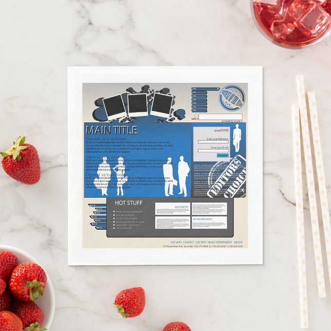 Retro Y2K Blue Grunge Website Layout Napkin (Creator Uploaded)