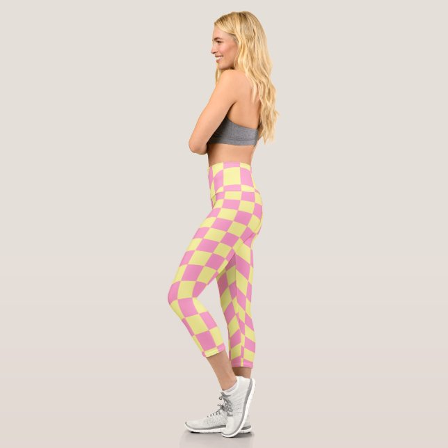  Retro Y2K Chequerboard  Capri Leggings (Left)