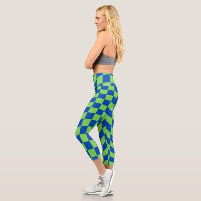  Retro Y2K Chequerboard  Capri Leggings (Left)