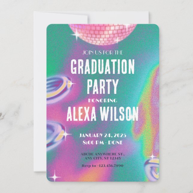 Retro y2k graduation party invitation (Front)