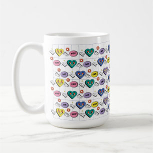 Retro Y2K Groovy Expressive Heart Seamless Pattern Coffee Mug