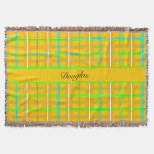 Retro Yellow and Blue Douglas Tartan, custom Throw Blanket