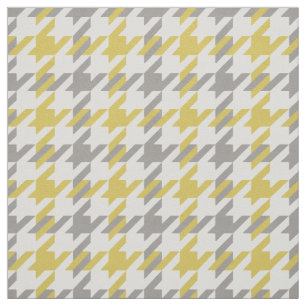 Retro yellow and grey houndstooth plaid pattern fabric