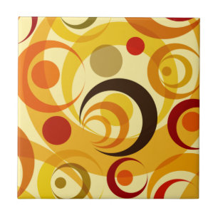 Retro yellow and orange circles tile