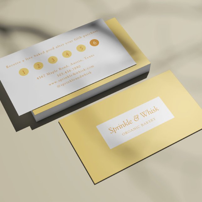 Retro Yellow And Orange Heart Bakery Loyalty  Business Card (Creator Uploaded)