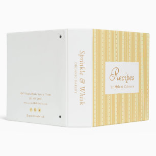Retro Yellow And Orange Heart Stripes Bakery Binder