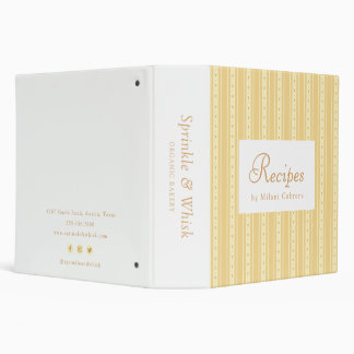 Retro Yellow And Orange Heart Stripes Bakery Binder