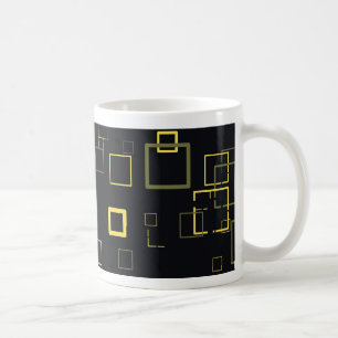 Retro Yellow, Black Pop Squares Art Pattern Mug