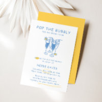 Retro Yellow & Blue Pop The Bubbly Bridal Shower