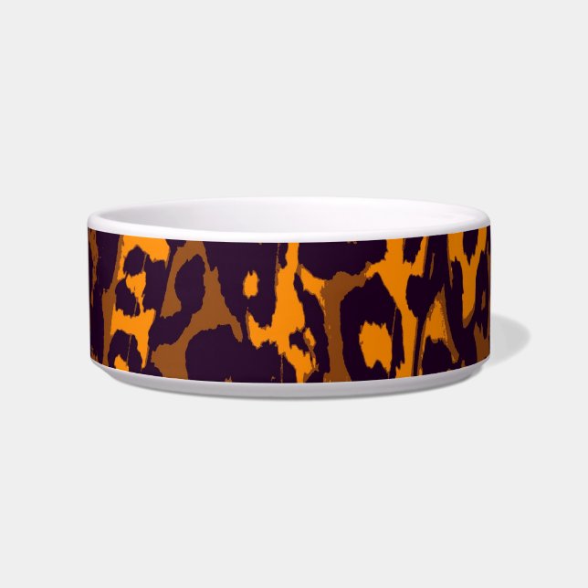 Retro Yellow Brown Black Leopard Print Fur Bowl (Front)