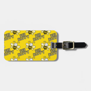 Retro Yellow Bumble Bee Pattern Luggage Tag