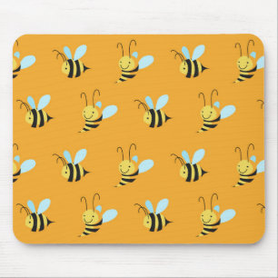 Retro Yellow Bumble Bee Pattern Mouse Pad