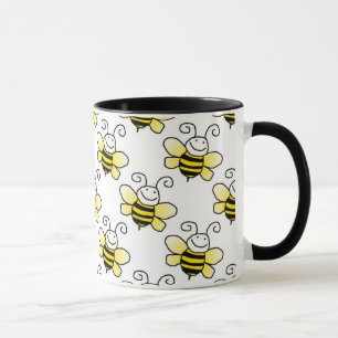 Retro Yellow Bumble Bee Pattern Mug