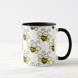 Retro Yellow Bumble Bee Pattern Mug