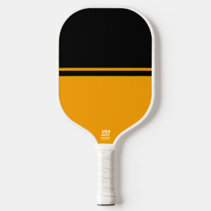 Retro Yellow Colour Block Matching Stripe Black To Pickleball Paddle