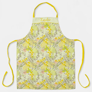 Retro Yellow Floral Personalized Apron