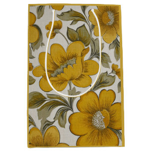 Retro Yellow Flower Garden Aesthetic Medium Gift Bag