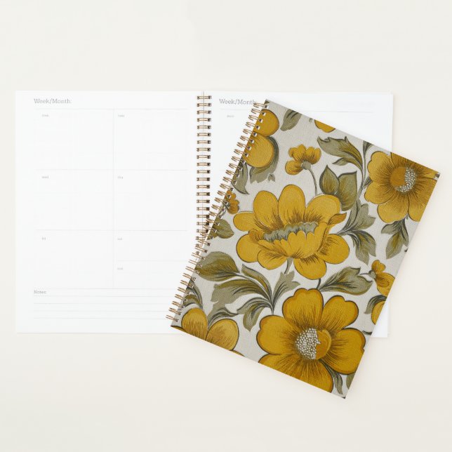 Retro Yellow Flower Garden Aesthetic Planner (Display)