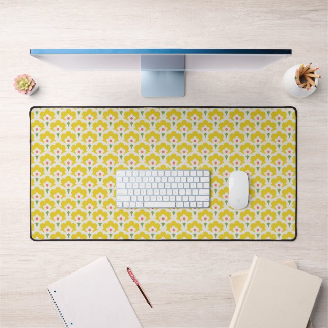 Retro Yellow Flower Garden Pattern Desk Mat (Office 1)