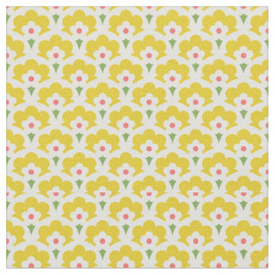 Retro Yellow Flower Garden Pattern Fabric