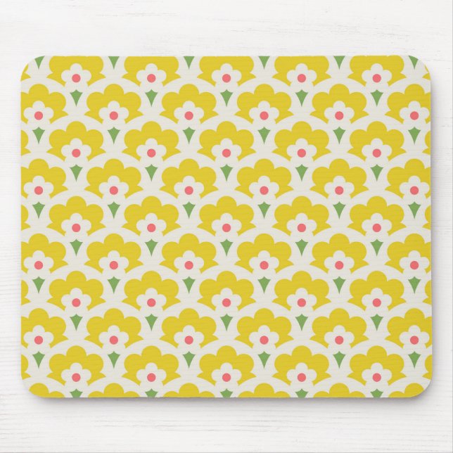 Retro Yellow Flower Garden Pattern Mouse Pad (Front)