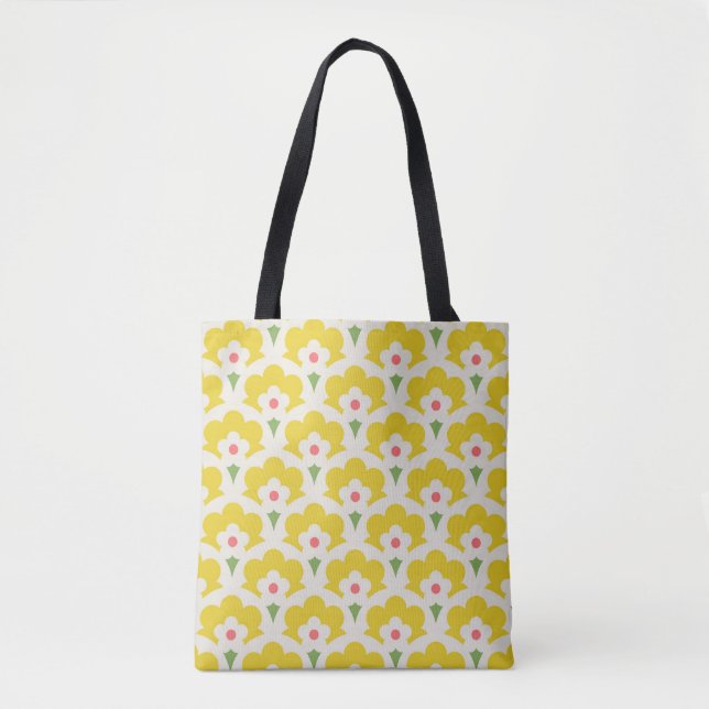 Retro Yellow Flower Garden Pattern Tote Bag (Front)