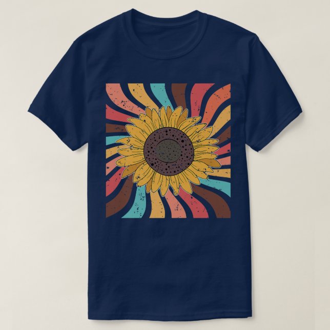 Retro Yellow Flower Gardner Nature Hippie Sunflowe T-Shirt (Design Front)