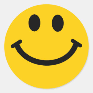 Retro Yellow Happy Face Classic Round Sticker