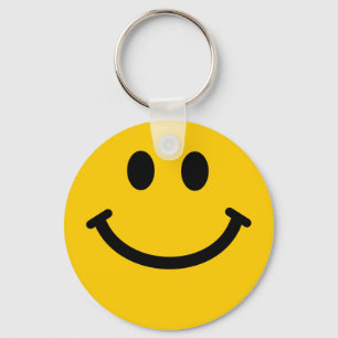 Retro Yellow Happy Face Keychain