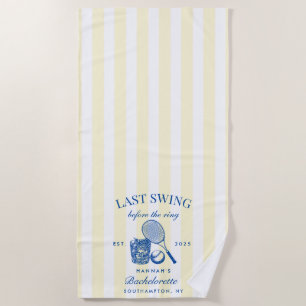 Retro Yellow Last Swing Before The Ring Tennis Bac Beach Towel