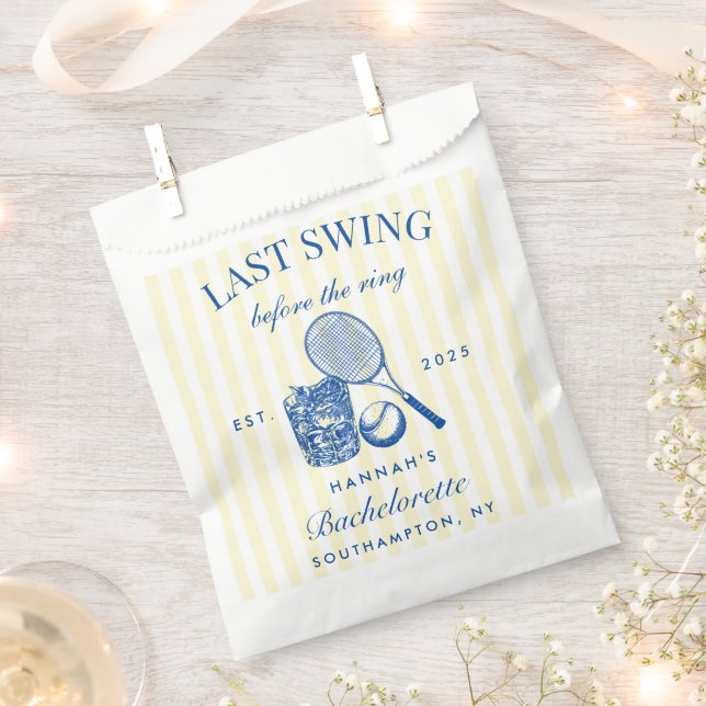 Retro Yellow Last Swing Before The Ring Tennis Bac Favour Bag (Clipped)