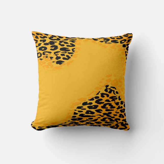 Retro Yellow Leopard Print and Modern Design Throw Pillow (Front)