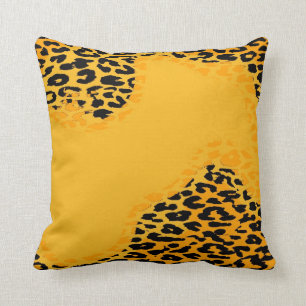 Retro Yellow Leopard Print and Modern Design Throw Pillow