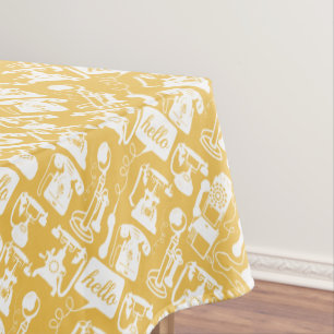 Retro Yellow or Hello Any Colour Telephone Pattern Tablecloth