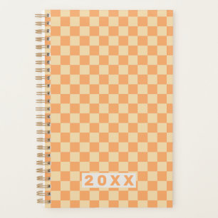 Retro Yellow Orange Checkerboard 2026 Name Planner