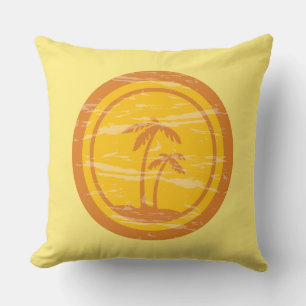 Retro Yellow & Orange Life is Better at the Beach Throw Pillow