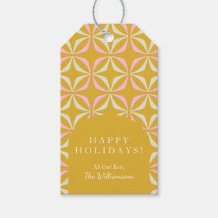 Retro Yellow Pink Mid Century Mod Personalized Gift Tags
